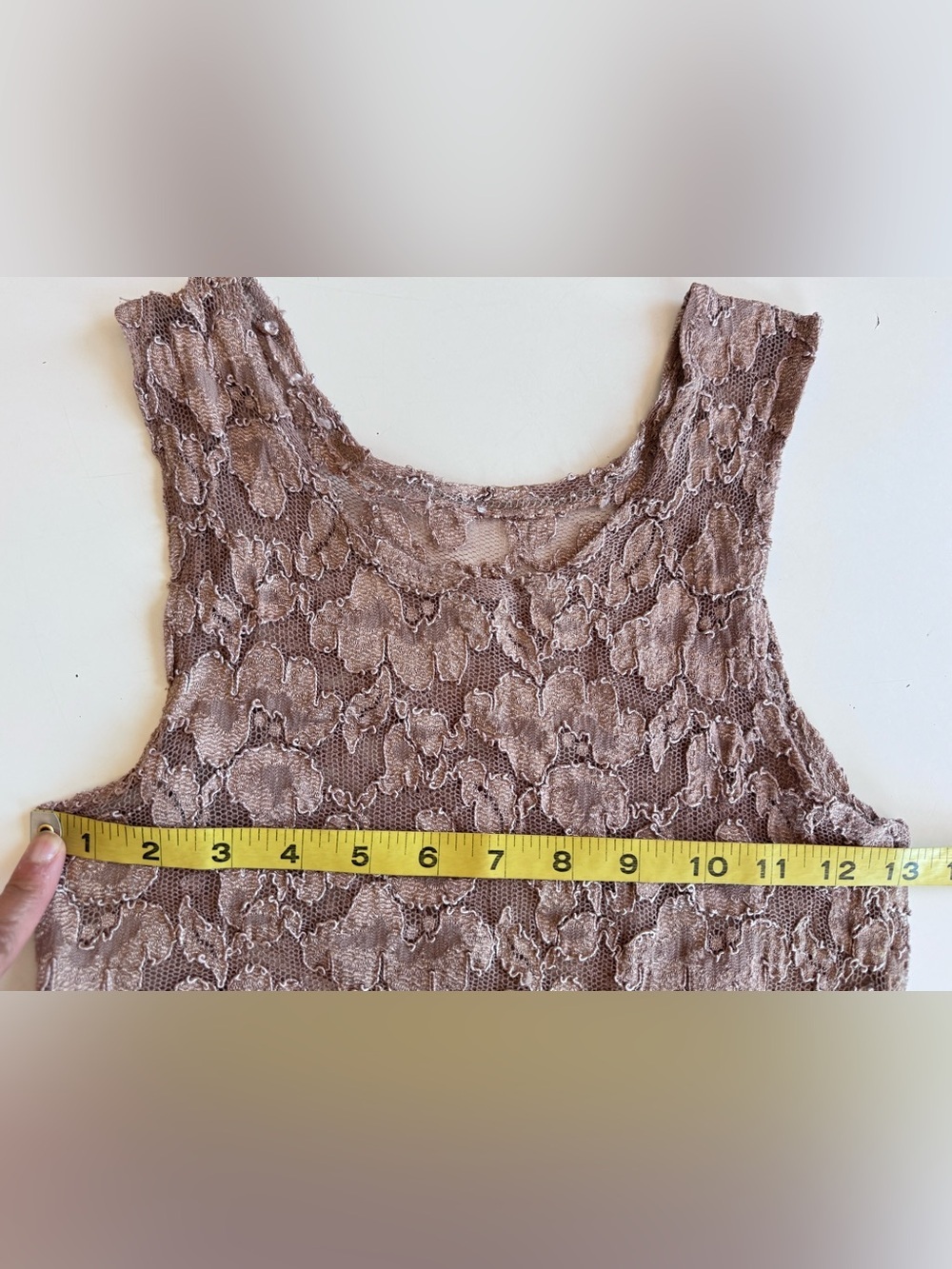 Vintage Y2K Cacique Floral Lace Mesh Tank Top Sheer Sleeveless Stretch Size S - Picture 9 of 10